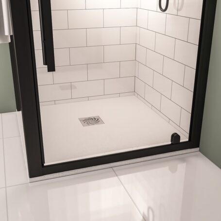 Crossland 800 x 800mm Square Shower Tray with Slate Finish - White